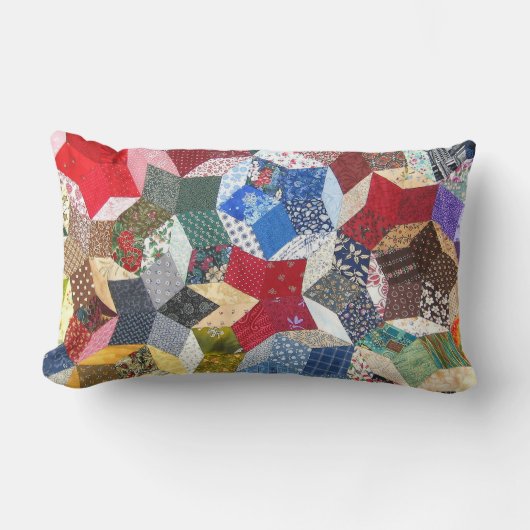 星のパッチワークキルトのヴィンテージの一見 ランバークッション (正面)