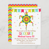 星のピニャータのメキシコフェスタの子供の誕生日のパーティー 招待状 (正面/裏面)