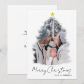 星のフレーム写真ホリデーカード クリスマスツリー 招待状 (正面/裏面)