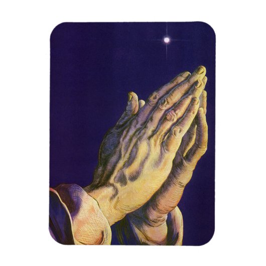 「星のベツレヘム」を戴く伝統的な祈りの手 マグネット (縦)