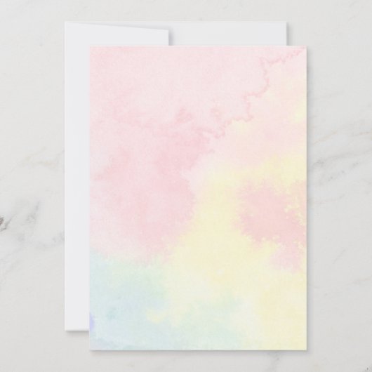 星のベビーシャワーを持つ水彩象少女 招待状 (裏面)