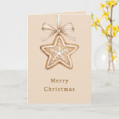 星のボウクリーム色のクリスマス カード (黄色い花)