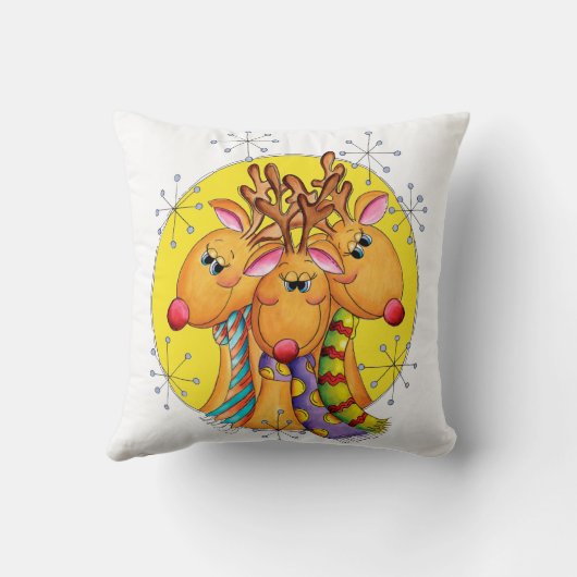 星のマフラーがおしゃれなかわいいクリスマスツリーのトナカイ クッション (裏面)