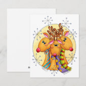 星のマフラーがかわいいクリスマスのトナカイ シーズンカード (正面/裏面)