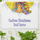 星のマフラーがかわいいクリスマスツリーのトナカイ キッチンタオル (折り畳み)