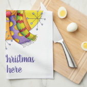 星のマフラーがかわいいクリスマスツリーのトナカイ キッチンタオル (四つ折り)