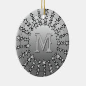 星のマンダラ、シルバーグレーサテン勾配 セラミックオーナメント (右)