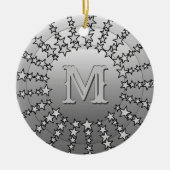 星のマンダラ、シルバーグレーサテン勾配 セラミックオーナメント (正面)