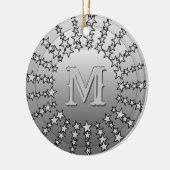 星のマンダラ、シルバーグレーサテン勾配 セラミックオーナメント (左)