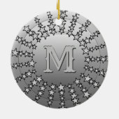 星のマンダラ、シルバーグレーサテン勾配 セラミックオーナメント (裏面)