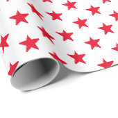 星のモダン赤と白パターン休暇ギフト ラッピングペーパー (ロールコーナー)