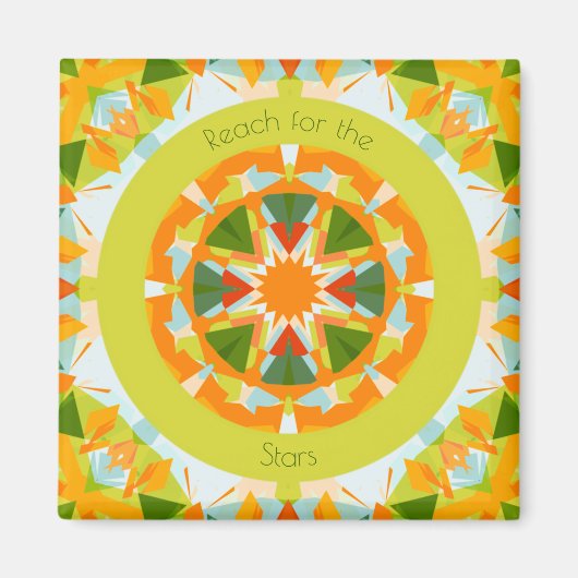 星のモチベーションのための明るいオレンジの緑のリーチ マグネット (正面)