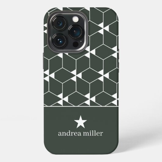 星のモノグラム入りモダン幾何学模様 iPhoneケース (裏面)