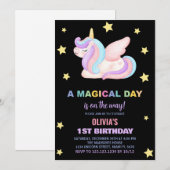 星のユニコーンの誕生日招待状 招待状 (正面/裏面)