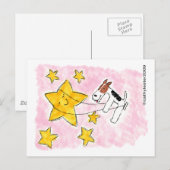 星の上でギツネのテリアが羽ばたく ポストカード (正面/裏面)