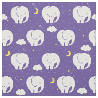 星の上にかわいい眠いベビーゾウ背景 ファブリック