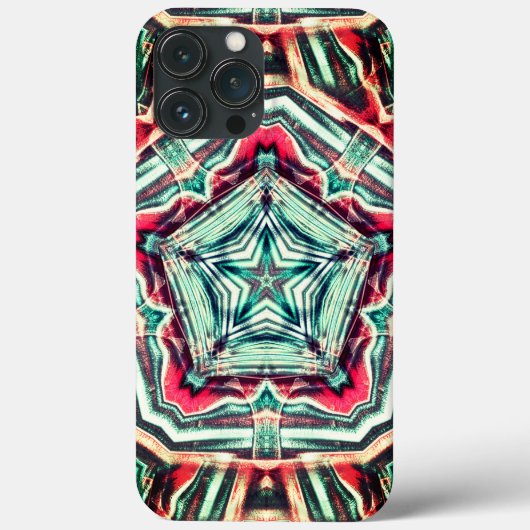 星の上に五角形、赤擦り切れたと濃い緑の熟成 Case-Mate iPhoneケース (裏面)