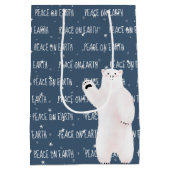 星の上に北極熊の平和 ミディアムペーパーバッグ (裏面)