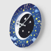星の上の月の男 ラージ壁時計 (傾斜)