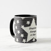 星の上ストライプ灰色 マグカップ (正面左)