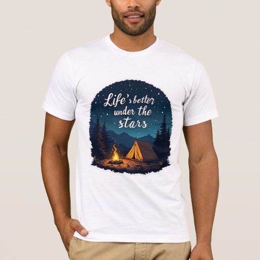 星の下が一番居心地がいい キャンプTシャツ デザイン Tシャツ (正面)