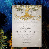 星の下でのゴールドリーフメイソンジャーウェディング 招待状