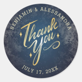 星の下での夜 感謝ステッカー ラウンドシール