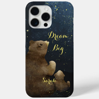 星の下での大きな夢を描く水彩の熊と子熊 iPhone 15 PRO MAXケース