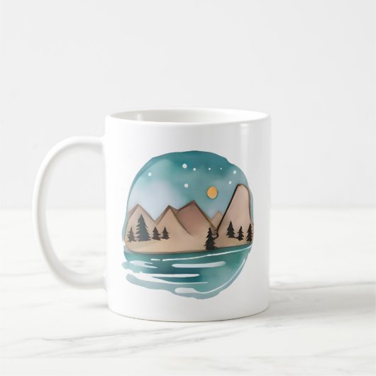 星の下での山の脱出 コーヒーマグカップ (左)