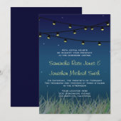 星の下での結婚式の夜に吊るすライト 招待状 (正面/裏面)