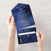 星の下でエレガント宇宙天結婚文学 オールインワン招待状 (貼ってはがせる)