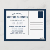 星の下でキャンプ　星の輝きとキャンプファイヤー ポストカード (裏面)