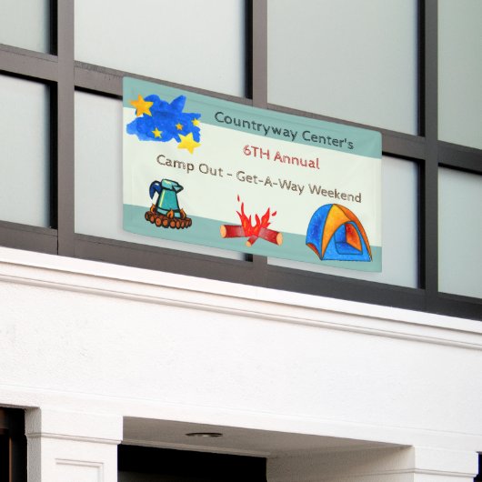 星の下でキャンプ 横断幕 (ビルの外側)