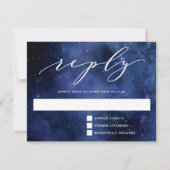 星の下でシックな宇宙天文学結婚の応答 出欠カード (正面)