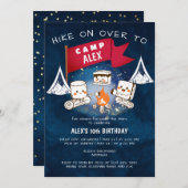 星の下でスモアをもっと楽しく!お泊りキャンプバースデー 招待状 (正面/裏面)