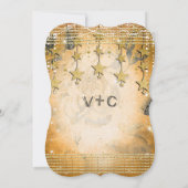 星の下でローズゴールドのウェディングブラックボード 招待状 (裏面)