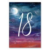星の下で夜の月の青いオレンジ色のアート結婚 テーブルナンバー (裏面)