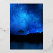 星の下で夜空の結婚式の日付を保存 箔招待状 (裏面)