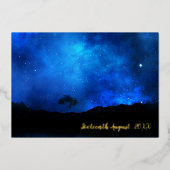 星の下で夜空の結婚式の日付を保存 箔招待状 (正面)