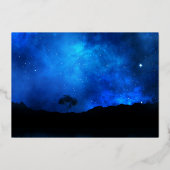 星の下で夜空の結婚式の日付を保存 箔招待状 (裏面)