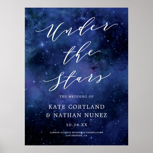 星の下で天文学宇宙の夜結婚のサイン ポスター (正面)