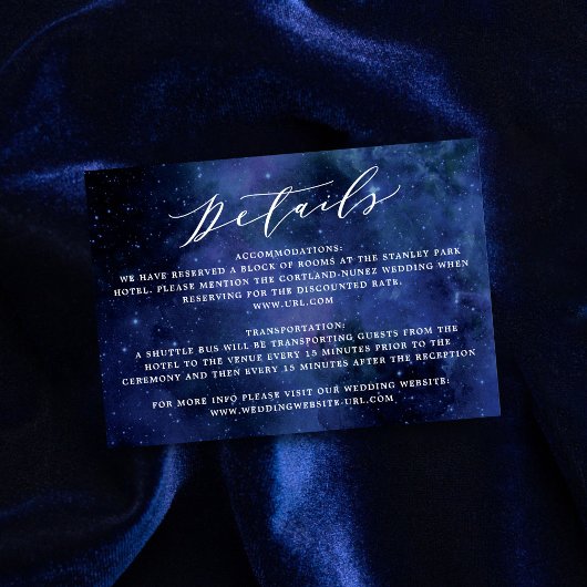 星の下で天文学宇宙結婚の詳細 エンクロージャーカード