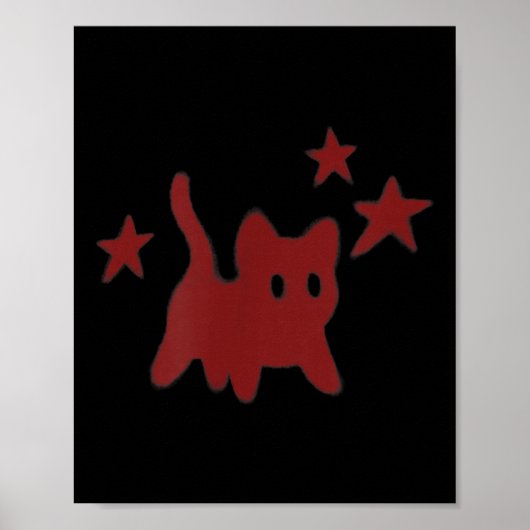 星の下で怖がる90年代Y2Kの怖い猫 ポスター (正面)