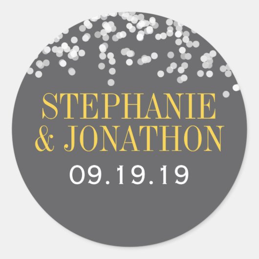 星の下で灰色と黄色 ラウンドシール (正面)