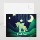 星の下で眠るかわいいペガサス 馬 サンキュー ポストカード (正面/裏面)