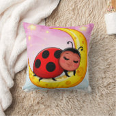 星の下で眠る可愛いテントウムシ 子供部屋の壁飾り クッション (ブランケット)