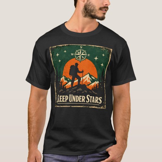 星の下で眠る - 天体観測キャンパー ネイチャーTシャツ Tシャツ (正面)