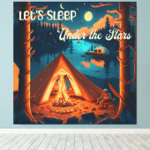 星の下で眠ろう |キャンプをテーマにしたアート キャンバスプリント (インサイチュ (ウッドフロア))