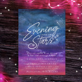 星の下で青い紫の夕べ結婚の写真 招待状