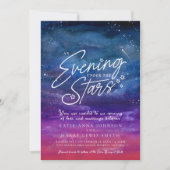 星の下で青い紫の夕べ結婚の写真 招待状 (正面)